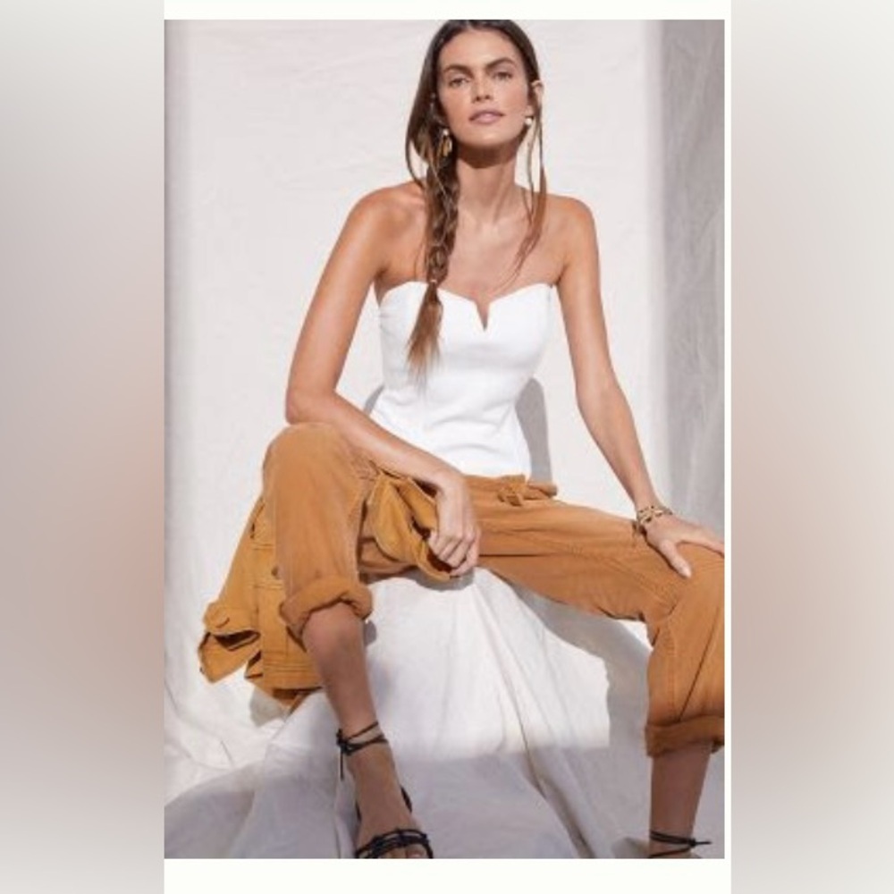 Anthropologie White bustier top size L